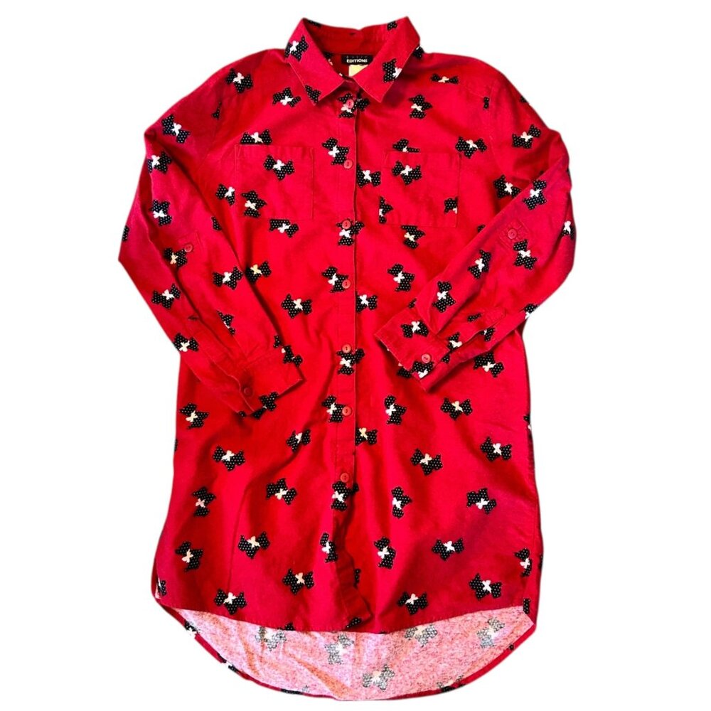 Vintage Basic Editions Novelty Scottie Dog Flannel Modest Nightgown M